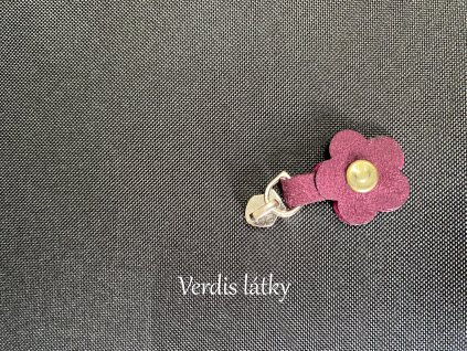 Jezdec kovový pro zip 5mm s přívěškem kytička - fialová