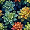 veronika 37383 Digi art oil painting green succulents houseleek a6f33d7b 43b4 4cd0 b29d a97a085188f5