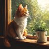 veronika 37383 digital art one elegant ginger and white cat sit 84bd658d 9a84 4b60 9da7 a13be5c1a26e
