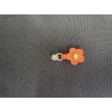 Jezdec kovový pro zip 5mm s přívěškem kytička - oranžová