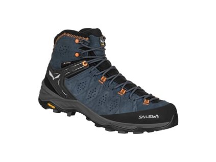 SALEWA MS ALP TRAINER 2 MID GTX Dark Denim/Fluo Orange - cizme de drumeție (mărimea 6, Culoare Denim închis/portocaliu fluo)