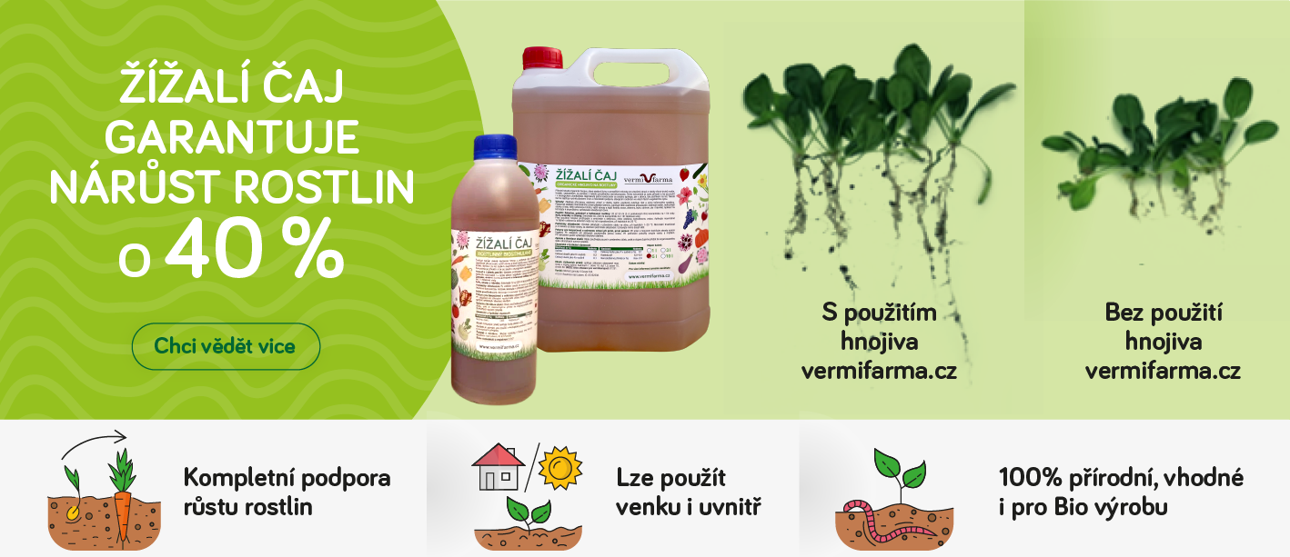 Výrobky vermifarma navýší růst rostlin o 40%.