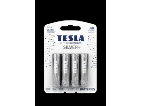 TESLA SILVER+ AA blister 4 open transparent