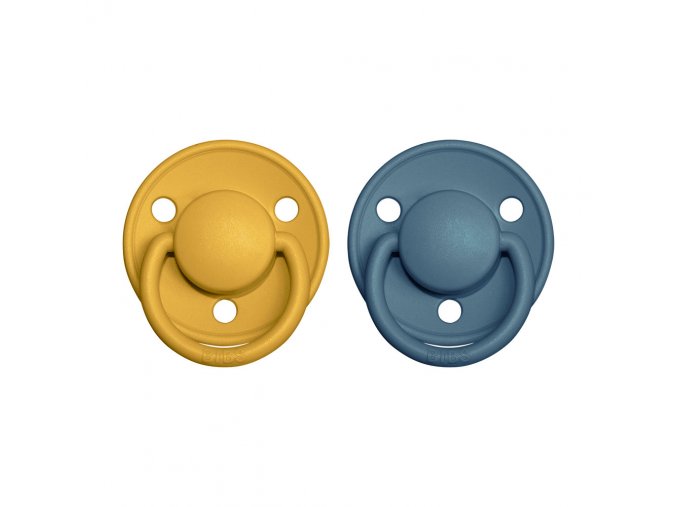 BIBS De Lux cumliky z prirodneho kaucuku 2ks Mustard+Petrol