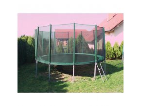 zelena trampolina 430 cm s ochrannou siti zebrik kryci plachta nosnost 180 kg