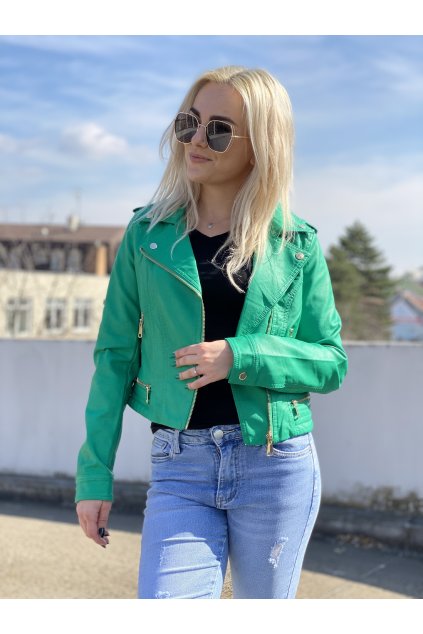 Koženková Biker bunda  / Green