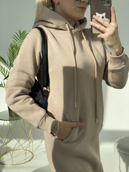Mikinové šaty s kapucí / Latte
