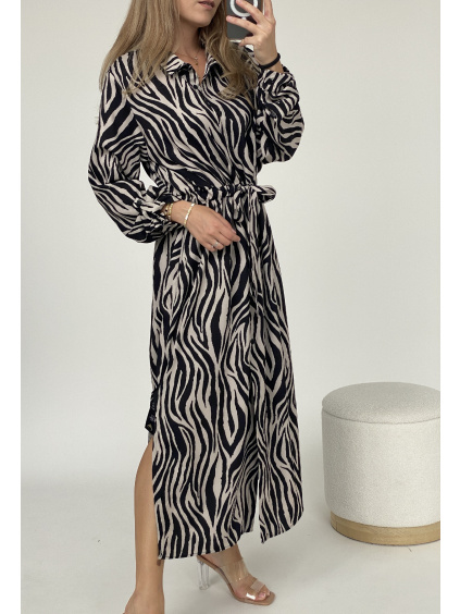 Vzorované šaty se šňůrkou v pase