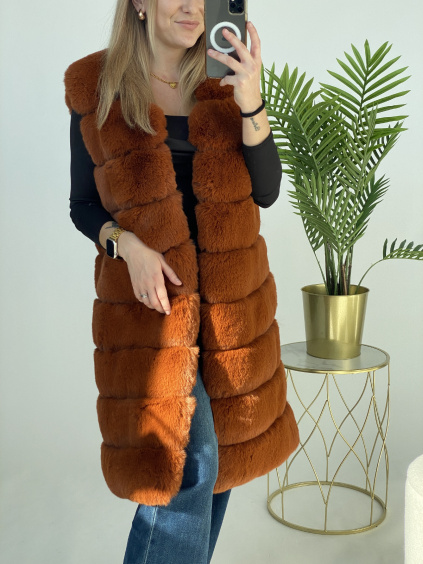 Kožešinová delší vesta Cinnamon