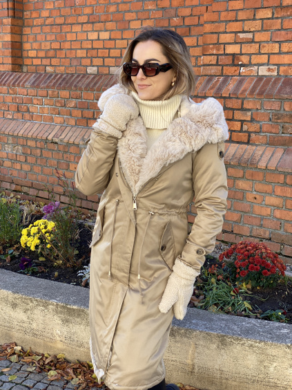 Parka s odnímatelným kožíškem / Beige