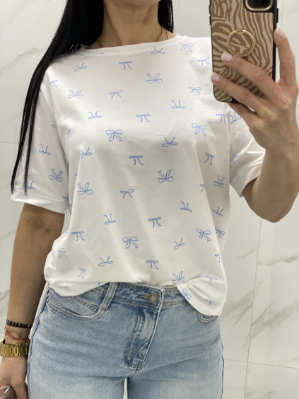 Bavlněné tričko s potiskem mašliček / 2 barvy