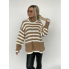 Pruhovaný oversize svetr s roláčkem / + 1 barva