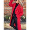 Flaušový kabát s ozdobnými knoflíky / Bright red