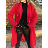 Flaušový kabát s ozdobnými knoflíky / Bright red