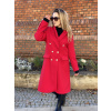 Flaušový kabát s ozdobnými knoflíky / Bright red