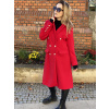 Flaušový kabát s ozdobnými knoflíky / Bright red