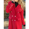 Flaušový kabát s ozdobnými knoflíky / Bright red