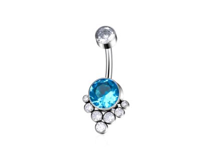 Titanový piercing do pupíku Luxury blue  Titanový piercing do pupíku Luxury blue