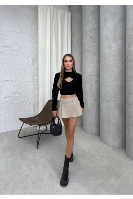 svetřík dvou dílný stylový příjemý v béžové a černé barvě