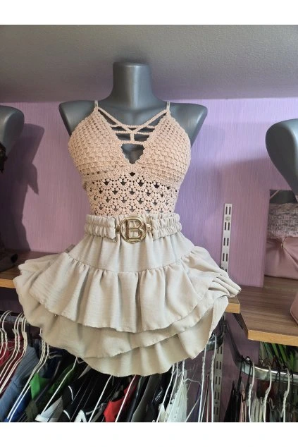 Knitovaný/Háčkovaný crop top s překříženým dekoltem