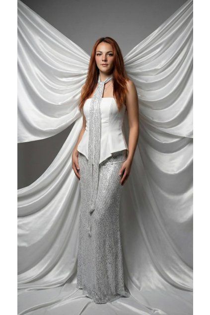 Crystal třídílný večerní set ÉTER – bílá & stříbrná elegance