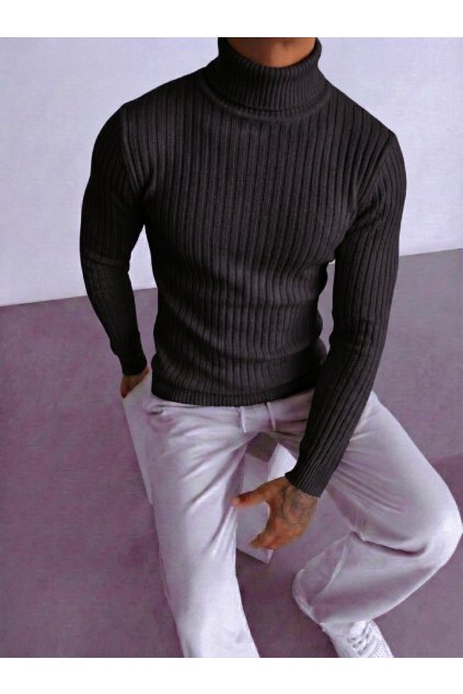 Pánský žebrovaný rolák „Urban Slim“ – Černý