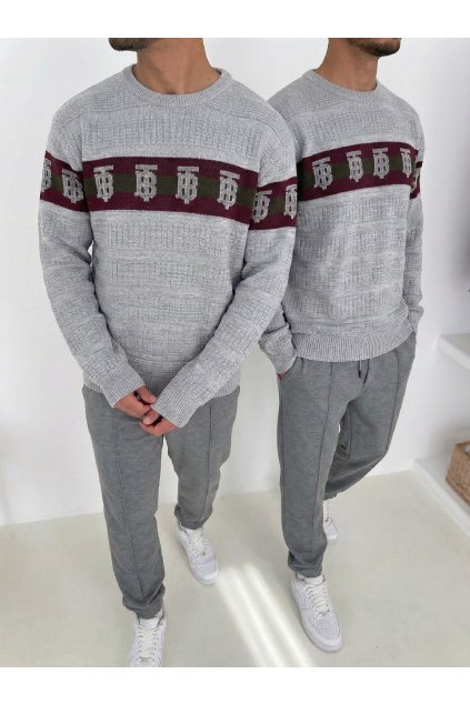 Pánský pletený svetr "Heritage Monogram" – Šedý