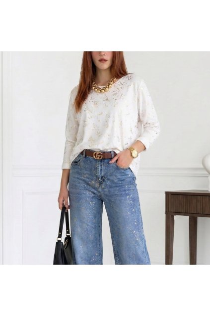 Dámské oversized tričko „Golden Splash“ s metalickým efektem