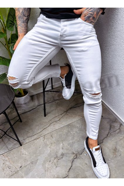 Bílé slim fit džíny