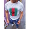 Pánské tričko se zeleno-červeným pruhem – bílé