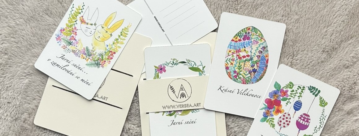 Autorské pohlednice motiv Velikonoce a jaro