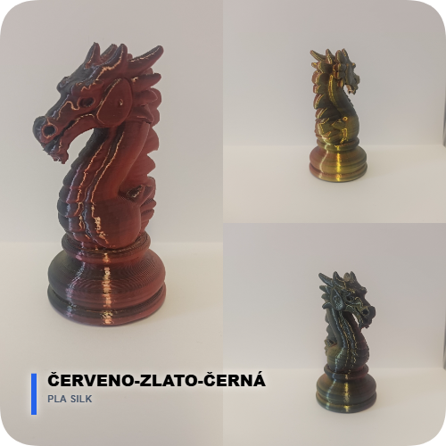 Silk PLA: Červeno-zlato-černá – Dračí oheň a krev ✨