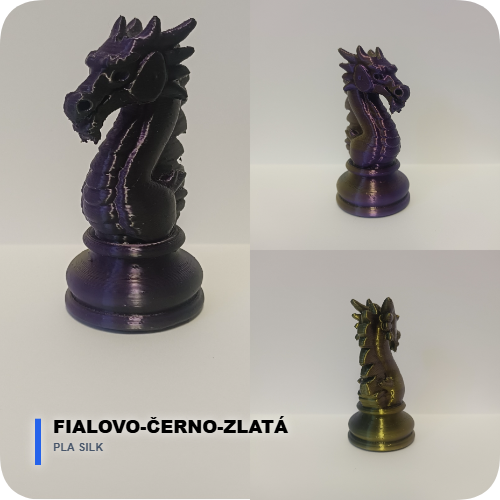 Silk PLA: Fialovo-černo-zlatá – Královský majestát ✨