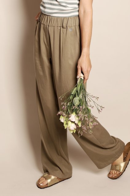 Tenclové kalhoty - khaki