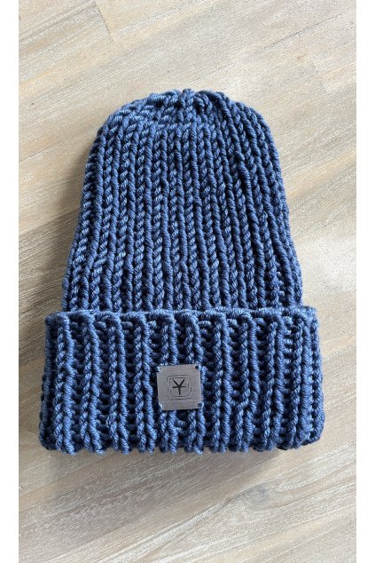 Pletená maxi čepice-modrá