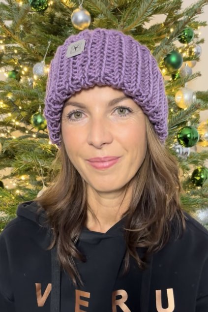 Pletená maxi čepice-fialová