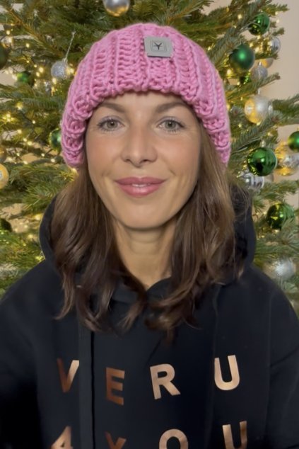 Pletená maxi čepice-růžová