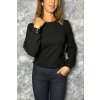 Triko s nabíraným dlouhým rukávem-černé