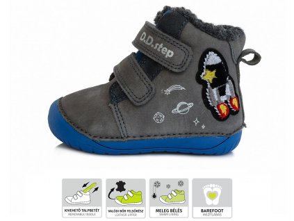 D.D.step W070-252A Grey barefoot zimní kotníčková