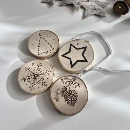 Břízové kolečka Vánoce (4ks)