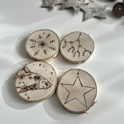 Břízové kolečka Vánoce (4ks)