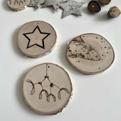 Břízové podtácky Vánoce (3ks)