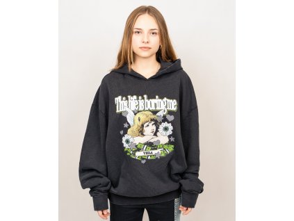 UNISEX OVERSIZED MIKINA S KAPUCÍ "BORING" - SEPRANÁ