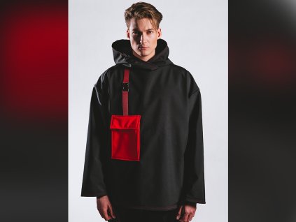 RUČNĚ ŠITÁ UNISEX MIKINA "FUTURE 2.0" ČERNOČERVENÁ