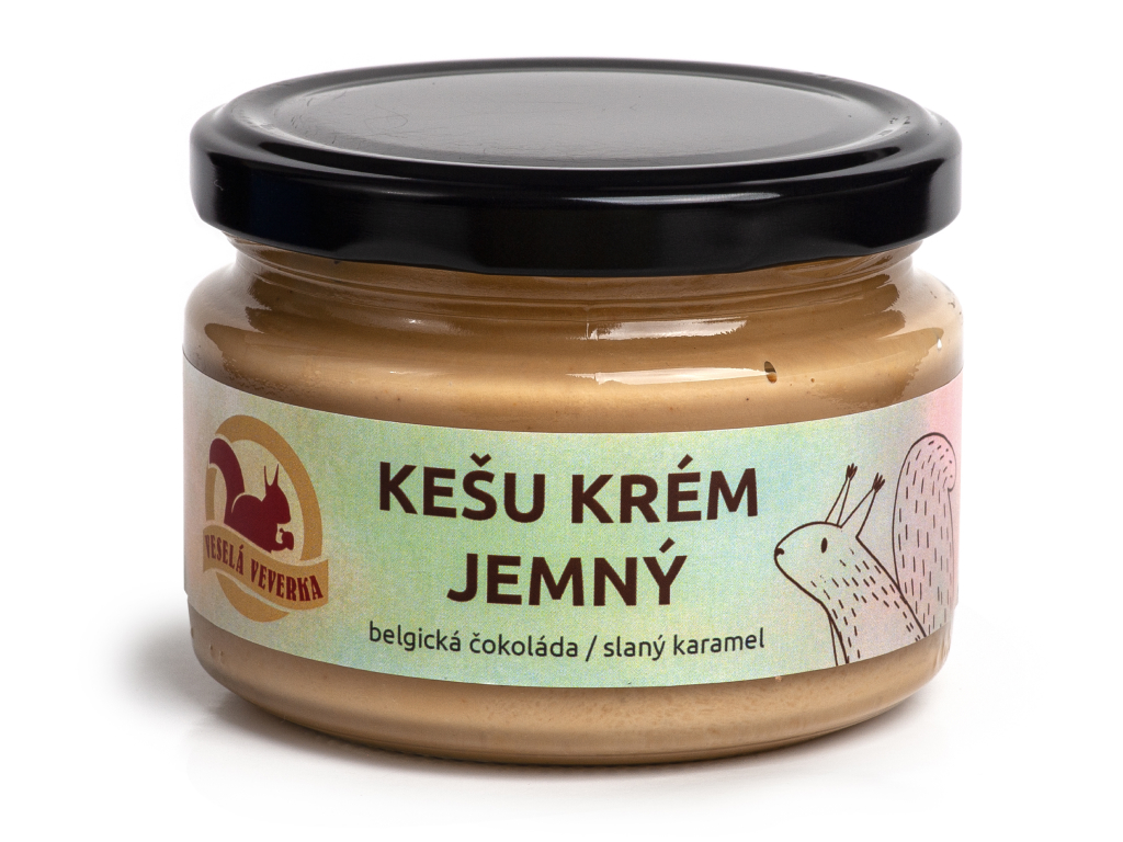 Levně Veselá Veverka Kešu krém jemný belgická čokoláda/slaný karamel 220 g