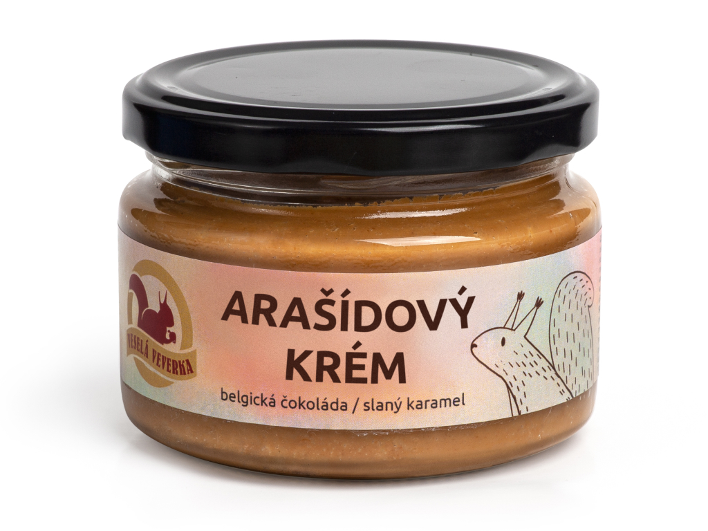 Levně Veselá Veverka Arašídový krém belgická čokoláda/slaný karamel 220 g