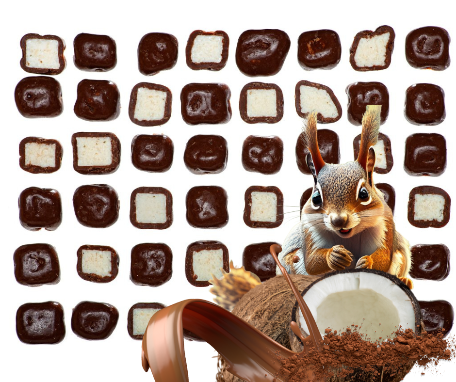 Levně Veselá Veverka Kokosové kostky v mléčné čokoládě 1 kg