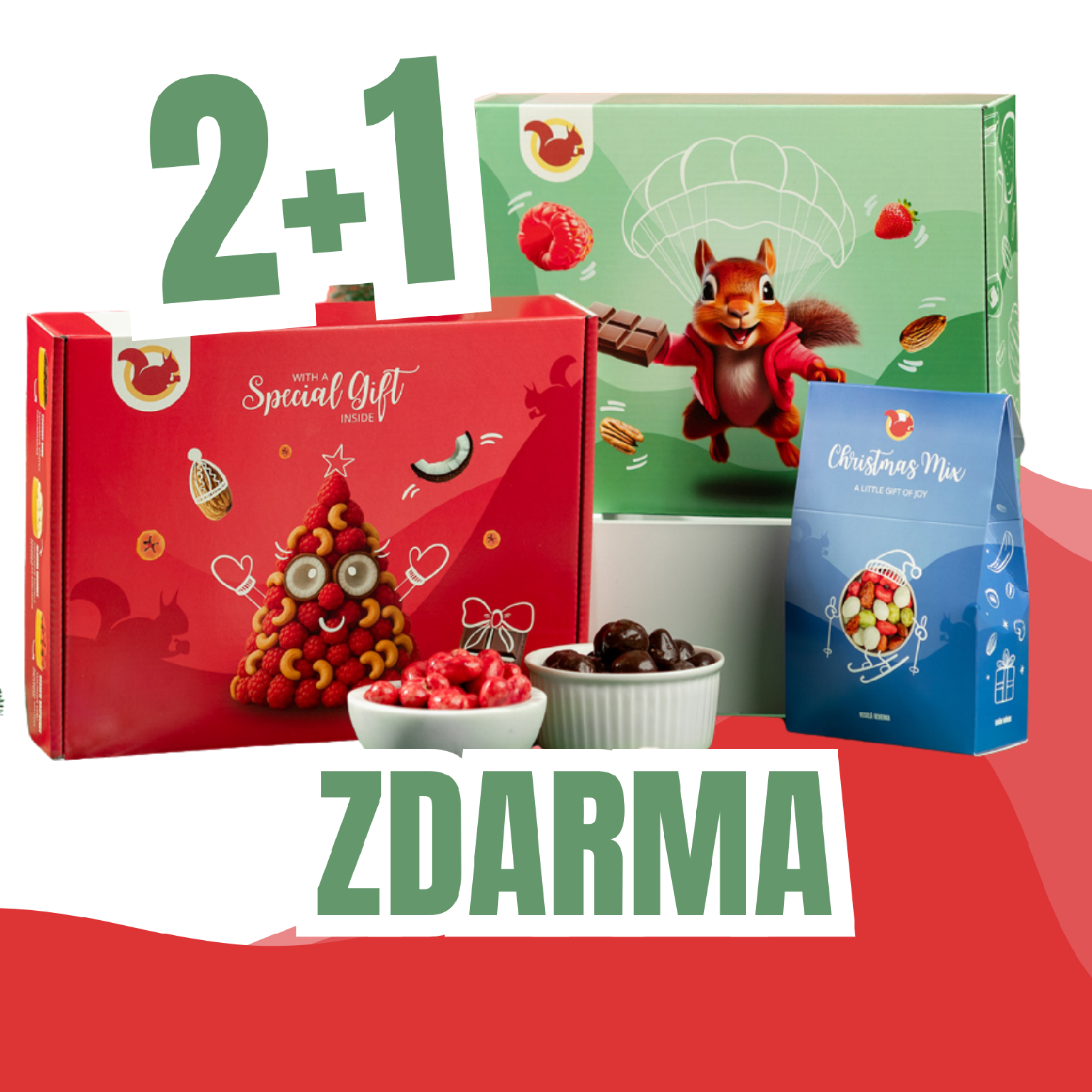 Veselá Veverka 2 boxy + Vánoční mix ZDARMA