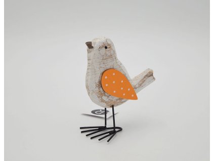 Ptáček dřevo na nožkách 10x3x12cm bílý