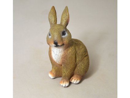 Zajíc sedící poly hnědý 10x7x13cm